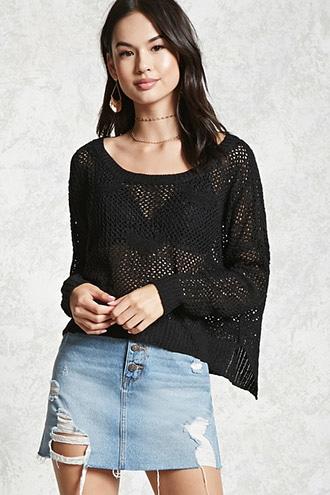 Forever21 Open-knit Heart Sweater