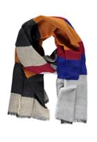 Forever21 Frayed Stripe Scarf (grey/yellow)
