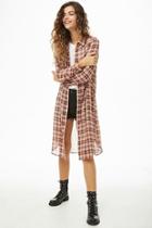 Forever21 Sheer Chiffon Plaid Shirt Dress