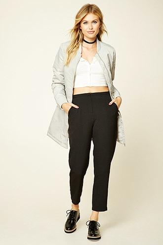 Love21 Women's  Black Contemporary High-rise Trousers