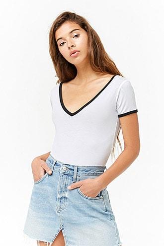 Forever21 V-cut Ringer Tee