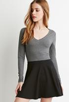 Forever21 Women's  V-neck Top (charcoal Heather)