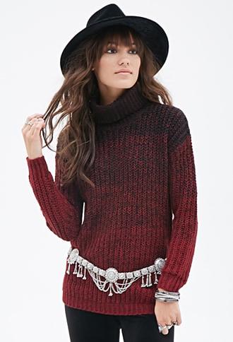 Forever21 Marled Ombr&eacute; Turtleneck Sweater