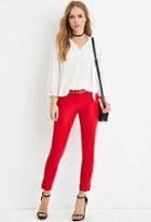 Forever21 Women's  Red Belted Center-seam Pants