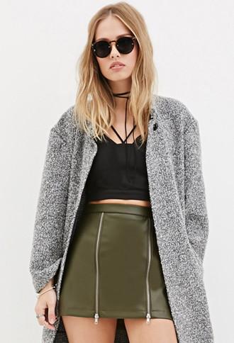 Forever21 Women's  Zippered Faux Leather Mini Skirt