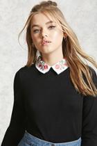 Forever21 Embroidered Collar Sweater