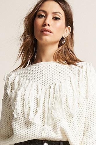 Forever21 Tassel Honeycomb Knit Sweater