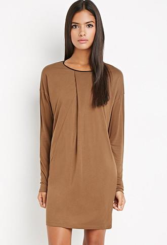 Love21 Faux Leather-trimmed Shift Dress