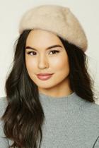 Forever21 Women's  Nude Fuzzy Knit Beret