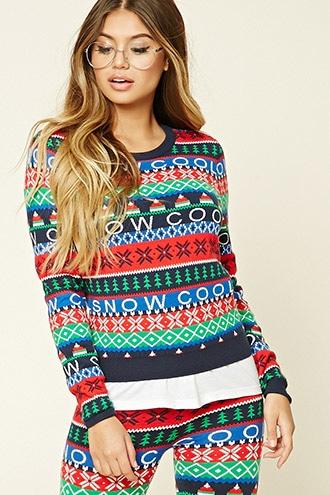 Forever21 Women's  Fair Isle Snow Sweater