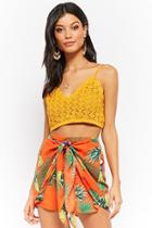 Forever21 Tie-front Tropical Print Shorts