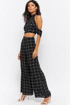 Forever21 Grid Print Top & Wide Leg Pants Set