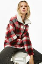 Forever21 Plaid Zip-up Pullover