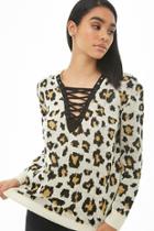 Forever21 Leopard Lace-up Sweater