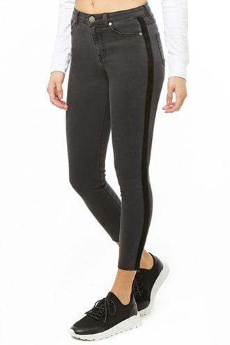 Forever21 Velvet Striped-trim Jeans