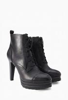 Forever21 Women's  Lug Sole Lace-up Booties (black)