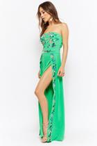 Forever21 Strapless Embroidered Floral Jumpsuit