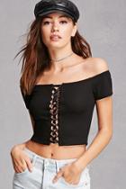 Forever21 Off-the-shoulder Lace-up Top