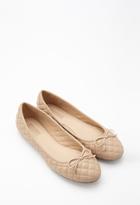 Forever21 Women's  Quilted Faux Leather Ballet Flats (nude)
