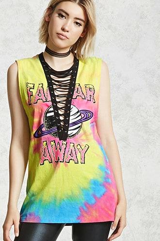 Forever21 Lace-up Tie-dye Graphic Tee