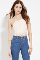 Forever21 Women's  Lace Halter Crop Top