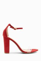 Forever21 Translucent Strap Faux Suede Block Heels