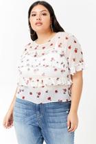 Forever21 Plus Size Sheer Floral Ruffle Top