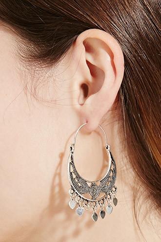 Forever21 Cutout Charm Hoop Earrings