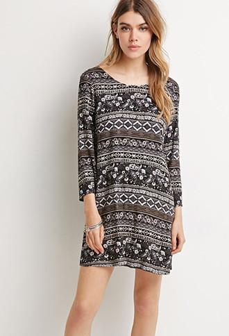 Forever21 Floral Crisscross-back Smock Dress