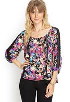Forever21 Abstract Floral Peasant Top