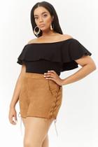 Forever21 Plus Size Faux Suede Lace-up Shorts