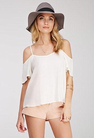 Forever21 Contemporary Crepe Open-shoulder Top