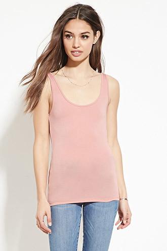 Forever21 Women's  Dusty Pink Stretch Knit Tank