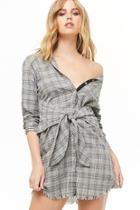 Forever21 Tie-front Plaid Shirt Dress