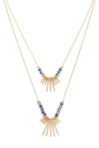 Forever21 Blue & Gold Layered Matchstick Necklace