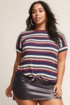 Forever21 Plus Size Knot-front Stripe Top