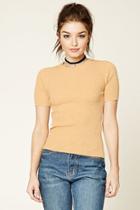 Forever21 Women's  Gold & Cream Marled Ribbed Knit Top