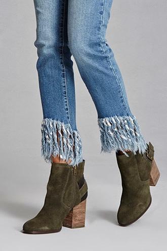Forever21 Women's  Green Sbicca Suede Booties