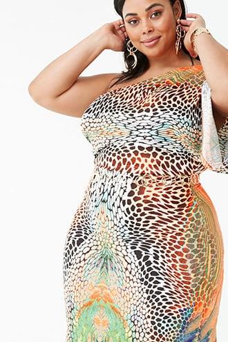 Forever21 Plus Size Abstract Animal Print Maxi Dress