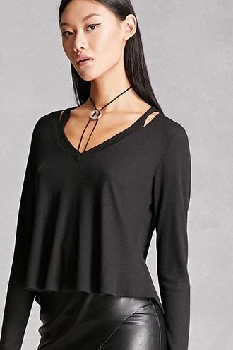 Forever21 Ash Rain + Oak Waffle Knit Top