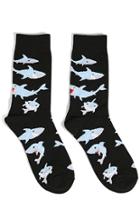 Forever21 Shark Print Crew Socks