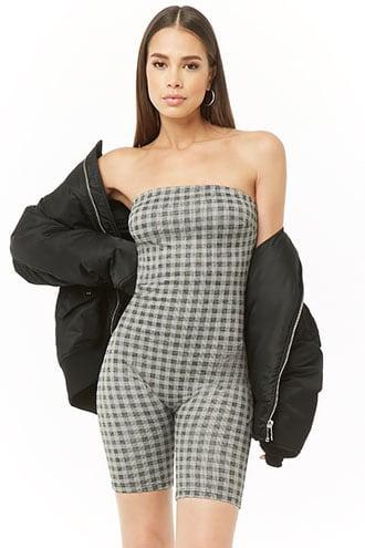 Forever21 Plaid Tube Romper