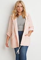 Forever21 Plus Women's  Hooded Utility Jacket (peach)