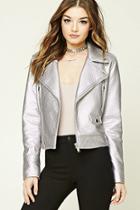 Forever21 Women's  Lavender Faux Leather Moto Jacket