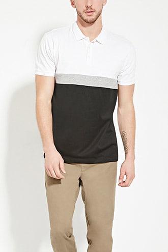 Forever21 Mesh-paneled Colorblock Polo
