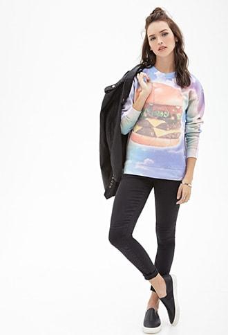 Forever21 Cloud Cheeseburger Graphic Sweatshirt