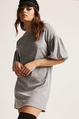 Forever21 Marled Knit Balloon Sleeve Dress