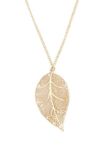 Forever21 Etched Leaf Pendant Necklace