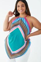 Forever21 Plus Size Banded Print Handkerchief Halter Top
