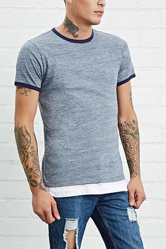 Forever21 Marled Knit Ringer Tee